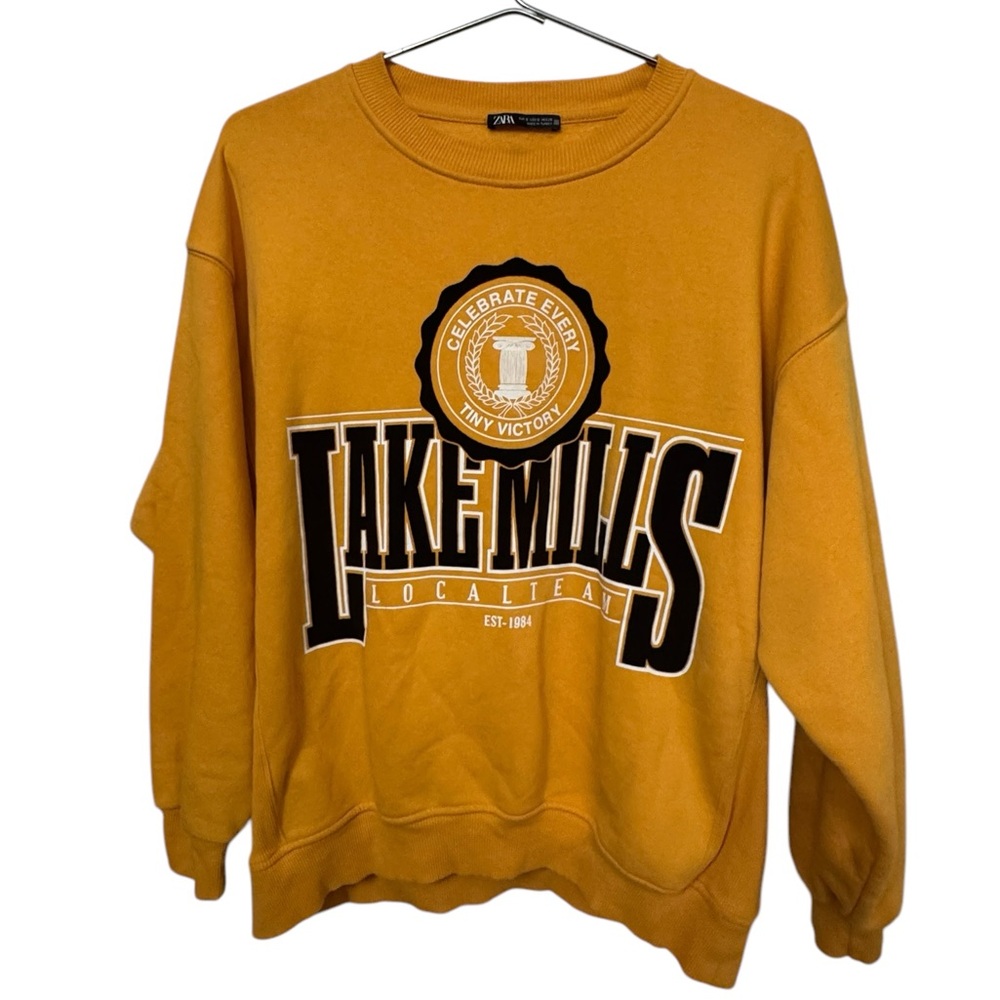 High End Thick Mustard Yellow ZARA Lake Mills Crew Neck Sweatshirt Women’s S